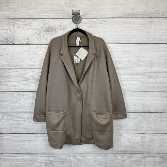 Wynne Layers Women's Plus Size Taupe Textured Mesh Blazer Jacket Size 3X - Picture 1 of 8
